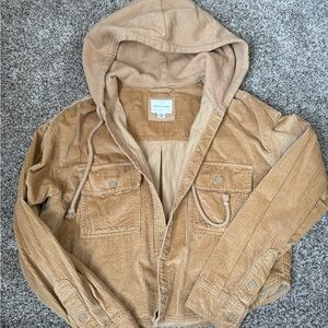 American Eagle Outfitters Beige Cropped Corduroy Jacket